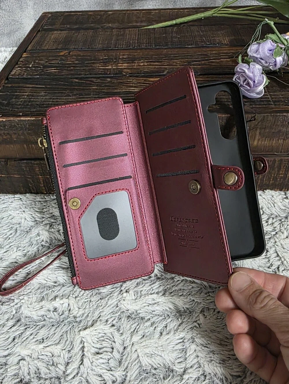 Defencase Samsung Galaxy A54 5G Wallet Phone Case Red with Strap